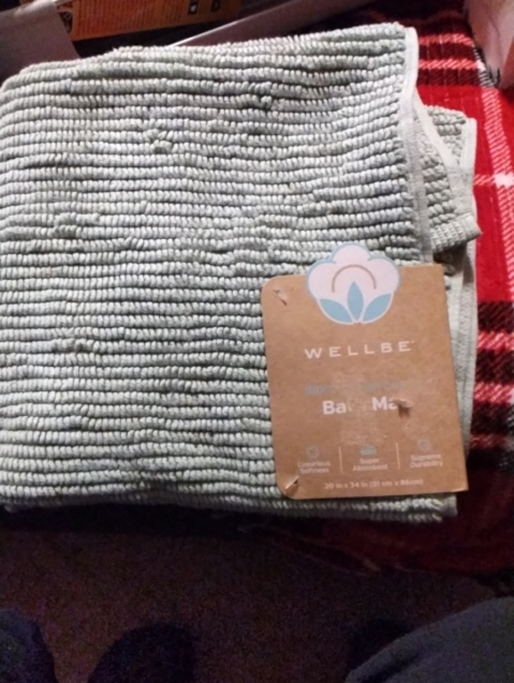 WELLBE Soft Ribbed Bath Mat - Sage Green